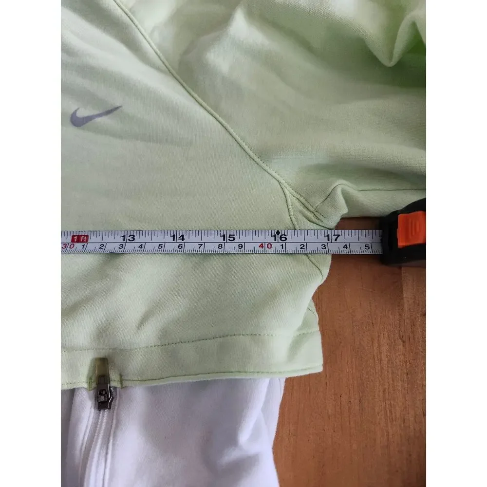 Womens Nike Dri-Fit Medium Layered Neon Green Gray Full Zip Hooded - Picture 3 of 10